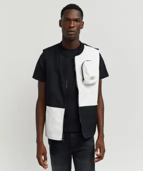 Bader Cotton Twill Color Block Utility Vest - Black&White