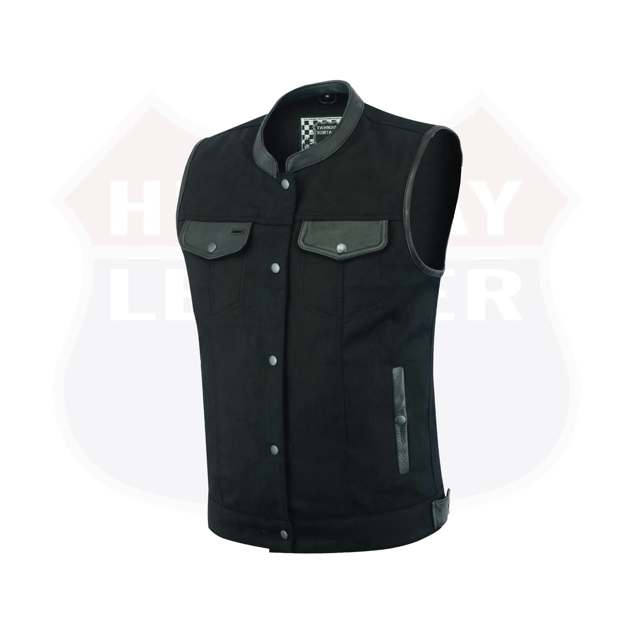 Biker Denim Club Style Anarchy Vest with Conceal Carry Gun pocket both sides