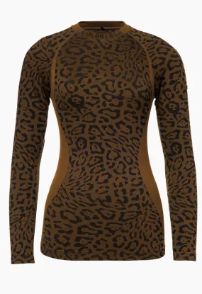 Goldbergh Feline Ski Thermal in Brown Animal Print