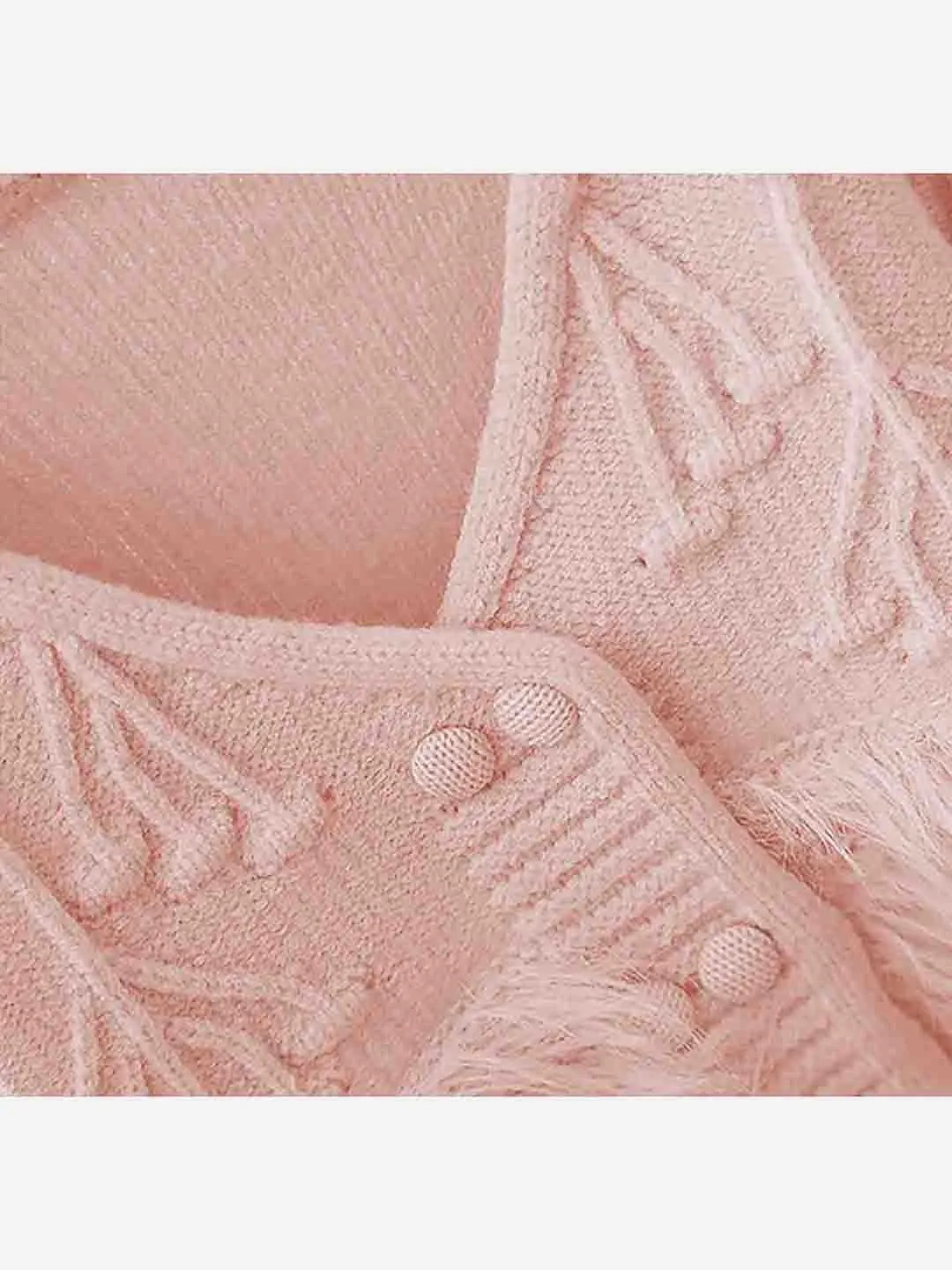 Little Surprise Box Peach Furry Knitted cardigan Sweater for Kids