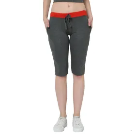 Vimal Jonney Grey 3/4th Capri for Women